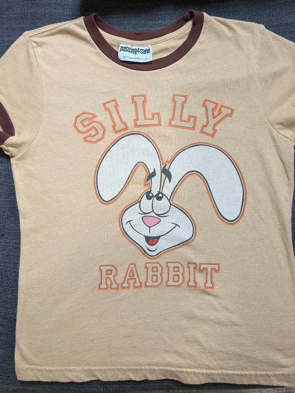 Vintage Passing 4 Sane Silly Rabbit Ringer Tee